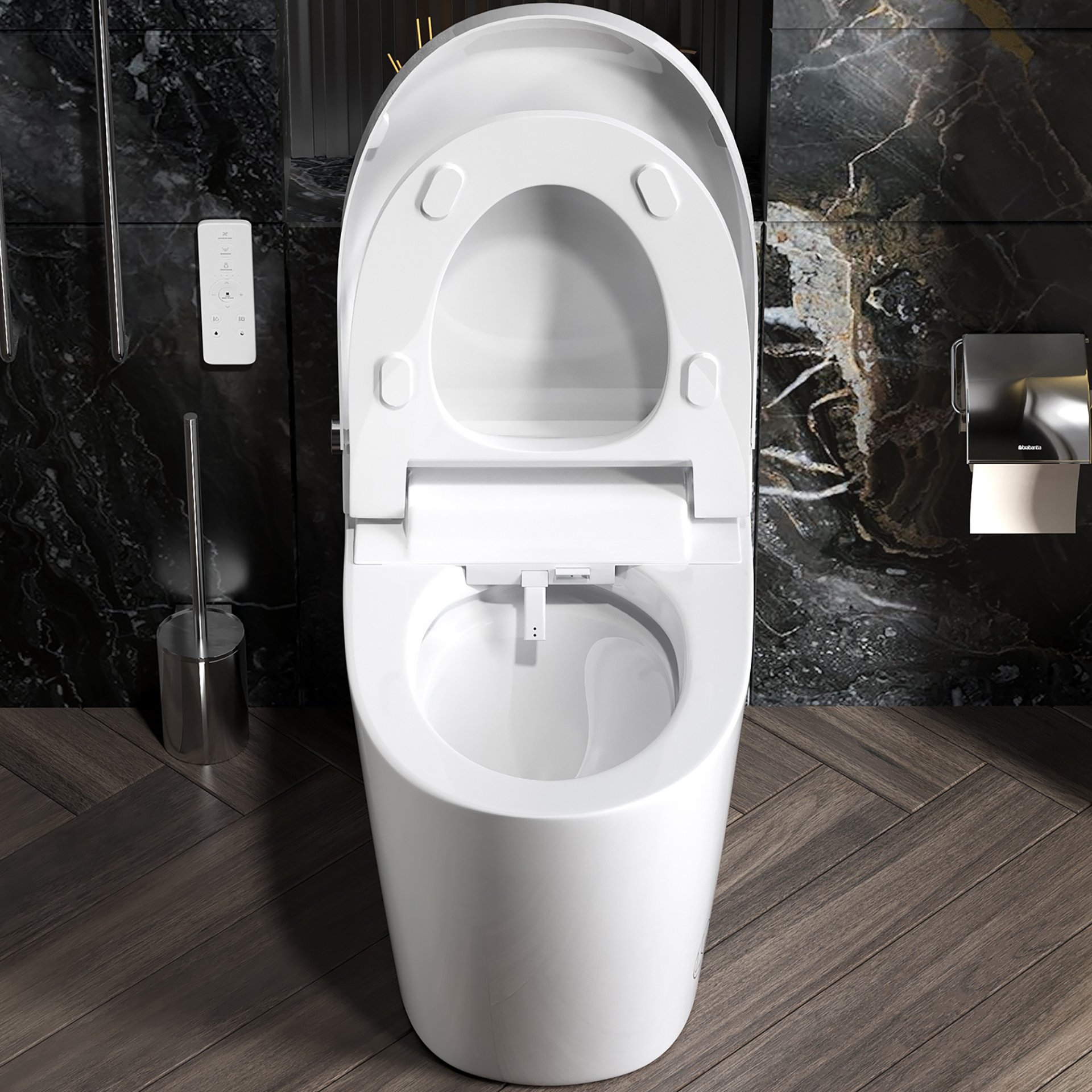 Smart 1 Piece Bidet Toilet With Warm Air Dryer Heated Seat LED Night Light Auto Open / Close - White - Image 10