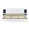 King Size Floating Platform Bed, With LED Lights, Bedside Nightstand - White - Image 4