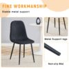 Luxury Simple Chair (Set of 4) Linen Cotton High Resilience Dining Chair With Metal Leg - Black - Image 6