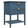 2 Drawer Side Table, American Style, End Table, Suitable For Bedroom - Blue - Image 6
