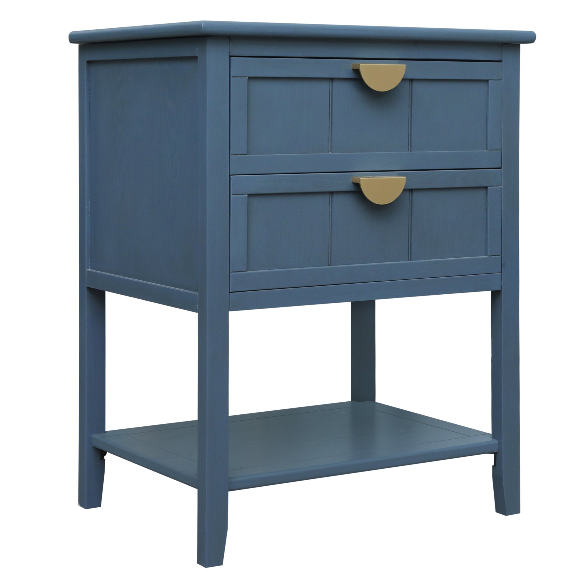2 Drawer Side Table, American Style, End Table, Suitable For Bedroom - Blue - Image 6