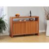 Sideboard Buffet Entry Cabinet Sliding Doors Metal Bar Handles Four Shelves - Light Cherry - Image 2