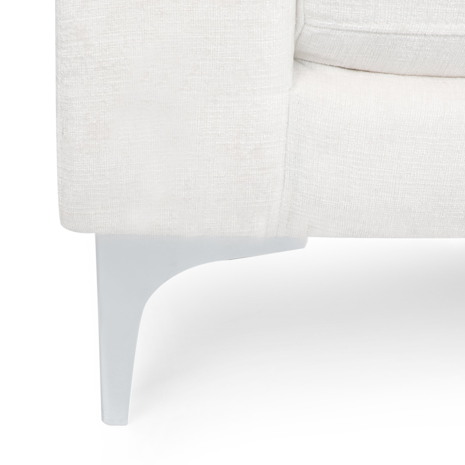 Fabric Upholstered Chaise Lounge With Iron Bracket Legs - Ivory - Image 10