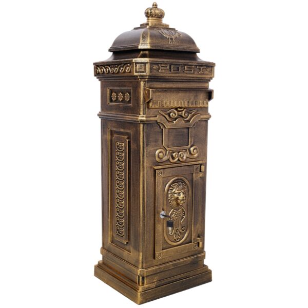 Mailboxs Residential The Court Large Capacity Letter Box, Outdoor Rainproof Postbox, Copper Color, Cast Aluminum - Copper