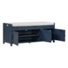 Storage Bench With 3 Shutter-Shaped Doors, Shoe Bench With Removable Cushion And Hidden Storage Space - Antique Navy - Image 12