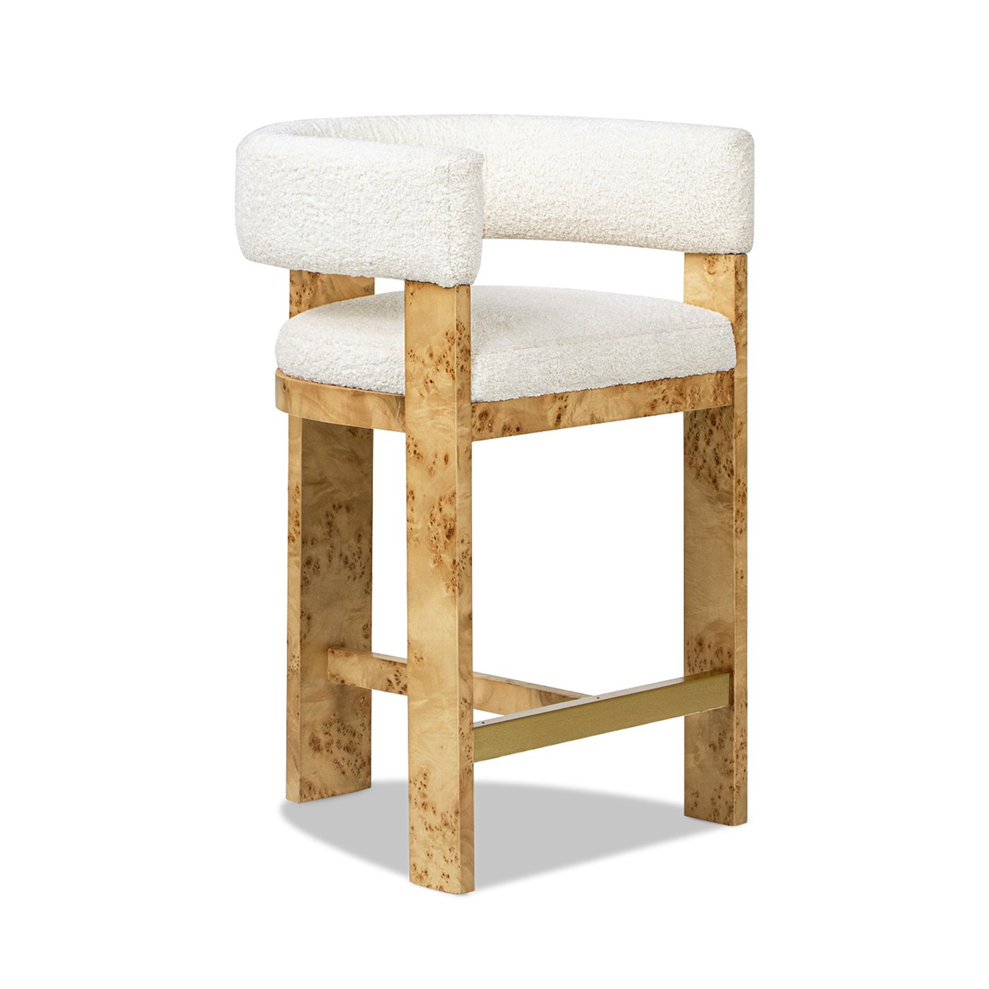 Vavona - Burl Upholstered Barrel Back Counter Height Bar Stool - Polar Off White - Image 4