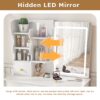 Dressing Table With Movable Mirror And LED Light, 5 Drawer Storage Organizer - White - Image 16