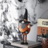 Standing Gnome With Gnome & Holding Banner, For Halloween Decor - Black / Orange / White - Image 8