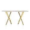 Modern Marble Pattern Console Table With Mirror Stainless Steel For Living Room - Gold - Image 6