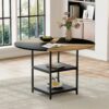 Modern Splicing Circular Dining Table With Double Layer Storage - Black / Wood - Image 5