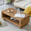 Modern Minimalist Rectangular Coffee Table Measuring Embodies The Simple Charm Of Mid Century Aesthetics, Adding A Touch Of Elegance To Your Living Room - Natural Wood - Image 5