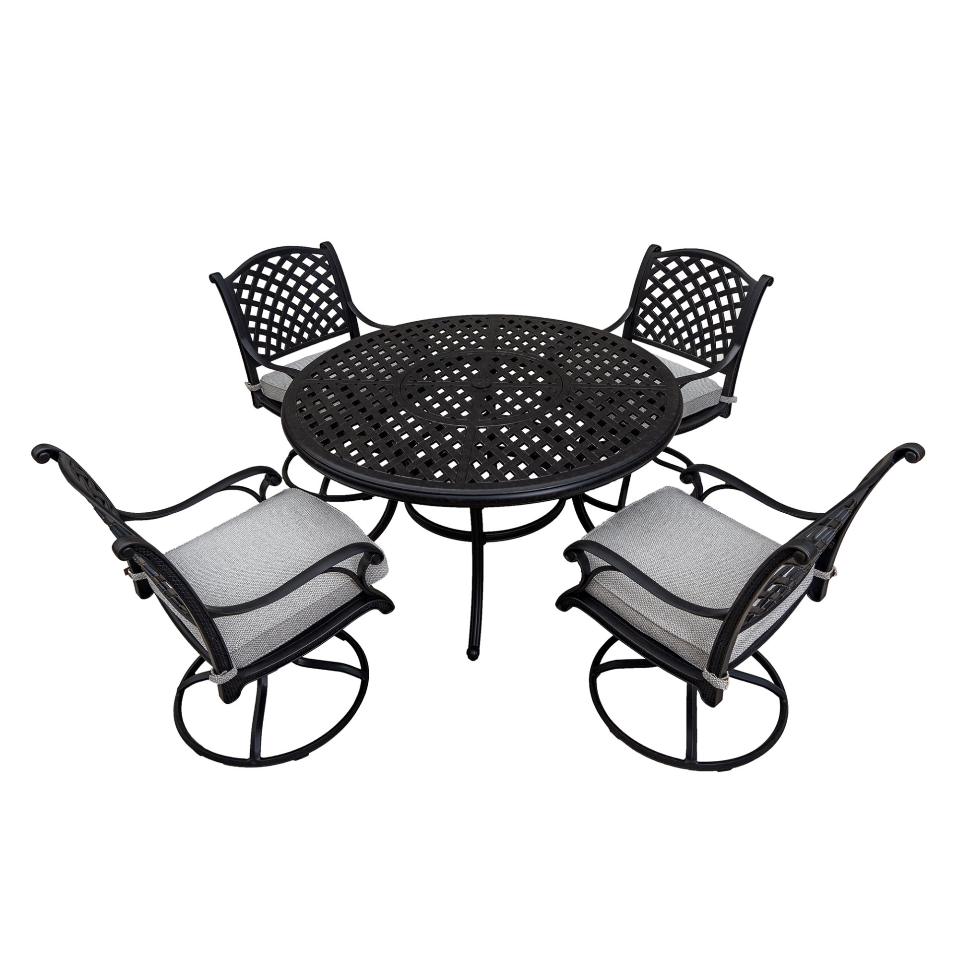 Stylish Outdoor 5 Piece Aluminum Dining Set With Cushion, Swivel And Rocking Chairs - Sandstorm - Image 5