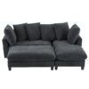 Upholstered L Shaped Sectional Sofa With Storage, Movable Ottoman, And 6 Throw Pillows - Black - Image 16