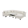 Contemporary U Shaped Sectional Sofa With Movable Storage Ottoman - White - Image 15