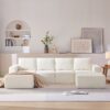 Modular U Shaped Sectional Sofa, Luxury Chenille Floor Couch Set, Upholstered Indoor Furniture, Foam-Filled Sleeper Sofa Bed Free Combination - Beige - Image 16