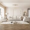 3 Piece Living Room Set Modular Sectional Couch Upholstered 3 Seater Sofa & 2 Armchairs 5 Seat - Beige - Image 2