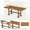 Topmax - 6 Piece Farmhouse Extendable Dining Table Set Trestle Kitchen Table Set With Removable Leaf And Upholstered Dining Chair And Bench For Dining Room - Dark Brown - Image 7