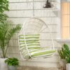 Malia - Outdoor / Indoor Wicker Hanging Chair With Cushion - White / Green - Image 2