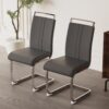Modern Dining Chairs (Set of 2), Side & Kitchen Chairs With Padded Seat High Back, For Dining, Kitchen, Living Room - Gray - Image 9