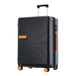 Contrast Color Hardshell Luggage 24" Expandable Spinner Suitcase With Tsa Lock Lightweight - Black