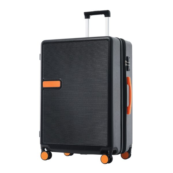 Contrast Color Hardshell Luggage 24" Expandable Spinner Suitcase With Tsa Lock Lightweight - Black