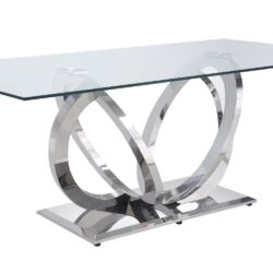 Finley - Clear Glass Top Mirrored Dining Table - Silver