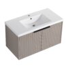 Contemporary Wall Mounted Bathroom Vanity With Resin Sink, Soft Close Doors - Khaki - Image 13