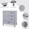 30" Bathroom Vanity With Sink, Bathroom Cabinet With A Door, 3 Drawers Legs, Adiustable Foot Pads - Gray - Image 8