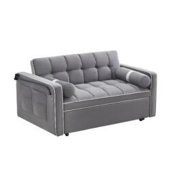 Modern Convertible Sleeper Sofa Couch With Pull Out Bed With Pillows & Side Pockets For Small Space, Living Room - Gray
