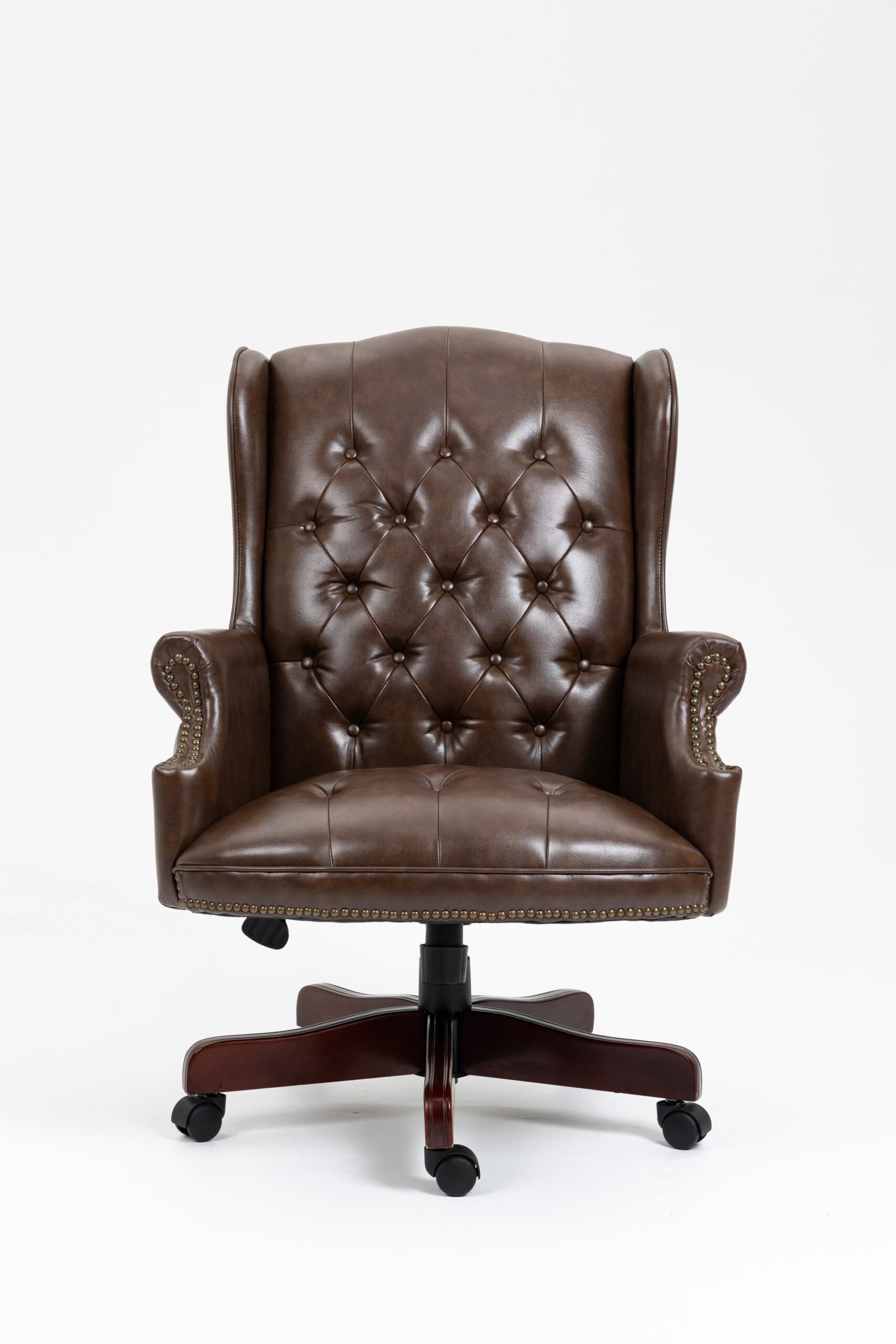 Executive Office Chair, High Back Reclining Comfortable Desk Chair With Smooth Glide Caster Wheels - Brown - Image 8