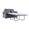 Twin Size Sofa Bed Sleeper Sofa Loveseat Sofa With Foldable Mattress, USB Ports, Side Table & Storage Pocket - Gray - Image 11