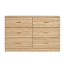 Modern 6 Drawer Dresser For Bedroom, Ample Storage Wide Chest Of Drawers, Sturdy & Safe - Natural