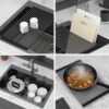 30" Drop In Kitchen Sink With Pull Out Faucet And Soap Dispenser 16 Gauge T 304 Single Bowl Topmount Sink - Gunmetal Black - Image 7