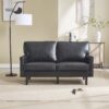 Mid Century Modern Loveseat Sofa, 2 Seater With USB & Removable Pillow Cover - Black - Image 4