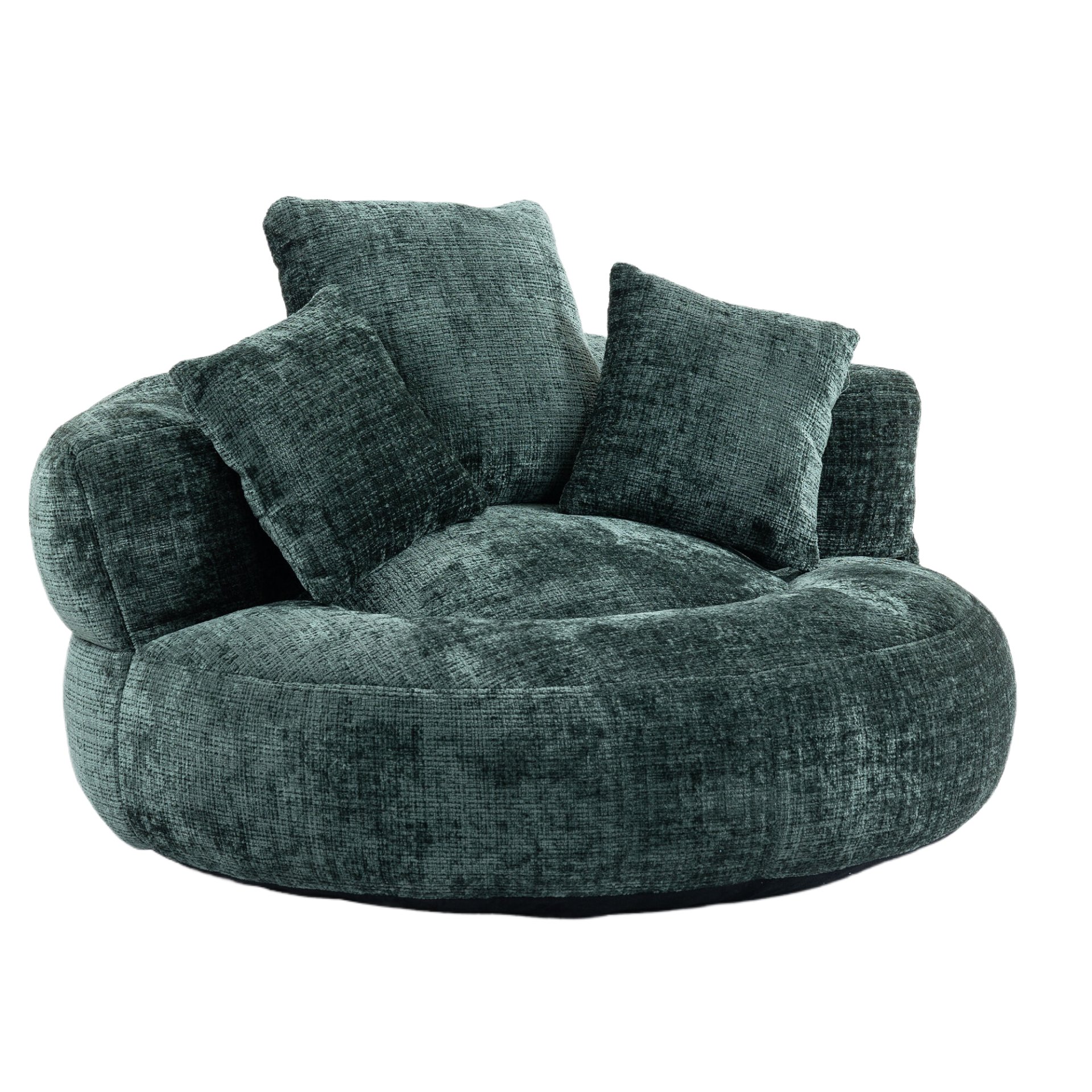 Chenille High Back Bean Bag Chair Couch With 3 Pillows, Indoor & Outdoor, Single Gaming Sofa For Bedroom - Emerald - Image 11