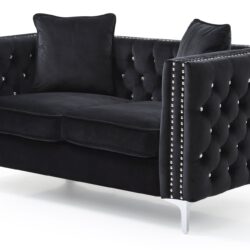 Modern Track Arm Loveseat - Black