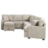 L-Shaped Sofa Sectional Sofa Couch Pull-Out Sofa Bed With Charging Devices And Cup Holders For Living Room - Beige - Image 24
