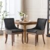 Ultra Side Dining Chair, Thickened Fabric Chairs With Neutrally Toned Solid Wood Legs, Bronze Nail Head (Set of 2) - Blue - Image 16