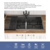 Double Bowl Drop In Kitchen Sink, 16 Gauge Stainless Steel With 2 9" Deep Basins - Gunmetal Black - Image 5
