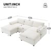 Modular Sectional With Storage Pockets, 5 Seat U Shaped Couch Set With Pillows Free Combination Modern Cloud Sofa With 2 Movable Ottoman - White - Image 16