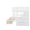 Full Over Twin & Twin Classic Triple Bunk Bed With Drawers And Guardrails - White - Image 14