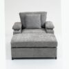 Modern Oversized Chair & Ottoman, Chenille Fabric Sofa Bed, Accent Chair Comfy Sofa With Cupholders And USB Charging Ports Chair For Living Room, Bedroom, Apartment - Gray - Image 11