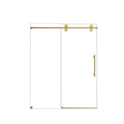 Frameless Single Sliding Shower Door With Bypass Design And 5 / 16" Clear Tempered Glass - Brushed Gold
