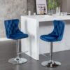 Swivel Velvet Barstools Adjusatble Seat Height From 25-33", Modern Upholstered Chrome Base Bar Stools With Backs Comfortable Tufted For Home Pub And Kitchen Island (Set of 2) - Blue - Image 13