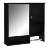 Modern Wall Mounted Bathroom Medicine Cabinet, Bathroom Wall Storage Cabinet With Mirror, Over The Toilet Space Saver Cabinet With Towels Bar - Black - Image 14