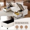 Sectional Sofa Pull Out Sofa Bed Versatile Sofa Sleeper With Large Storage Space, Two USB Ports And Two Cup Holders For Living Room - Beige - Image 6