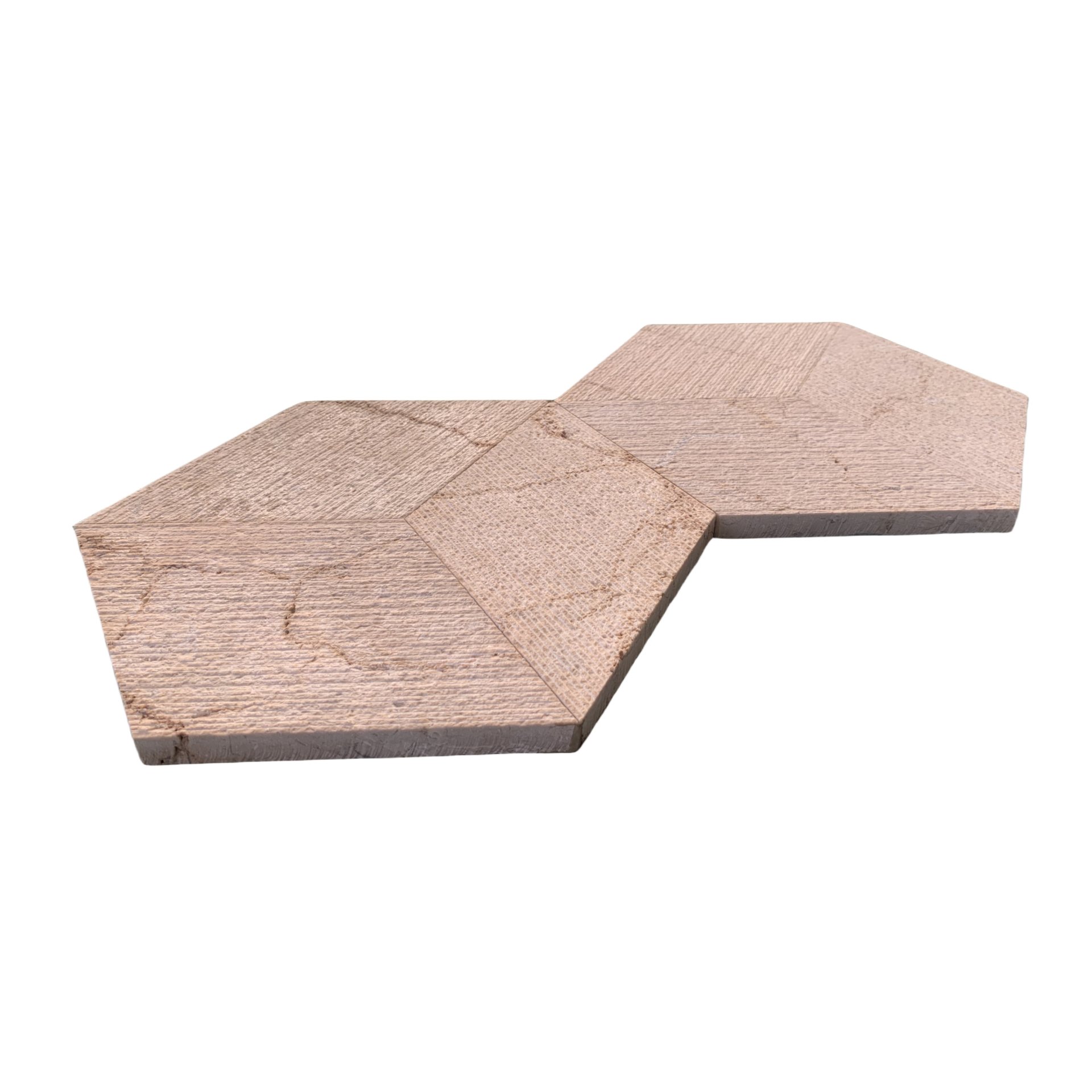 Hexagon Marble Tiles 3D Fluted Stone FS Textured (Set of 12) - Beige / Gold - Image 6
