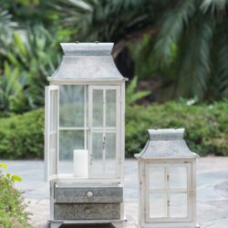 Wooden Candle Lantern Decorative, Hurricane Lantern Holder Decor For Indoor Outdoor, Home Garden Wedding - Ivory