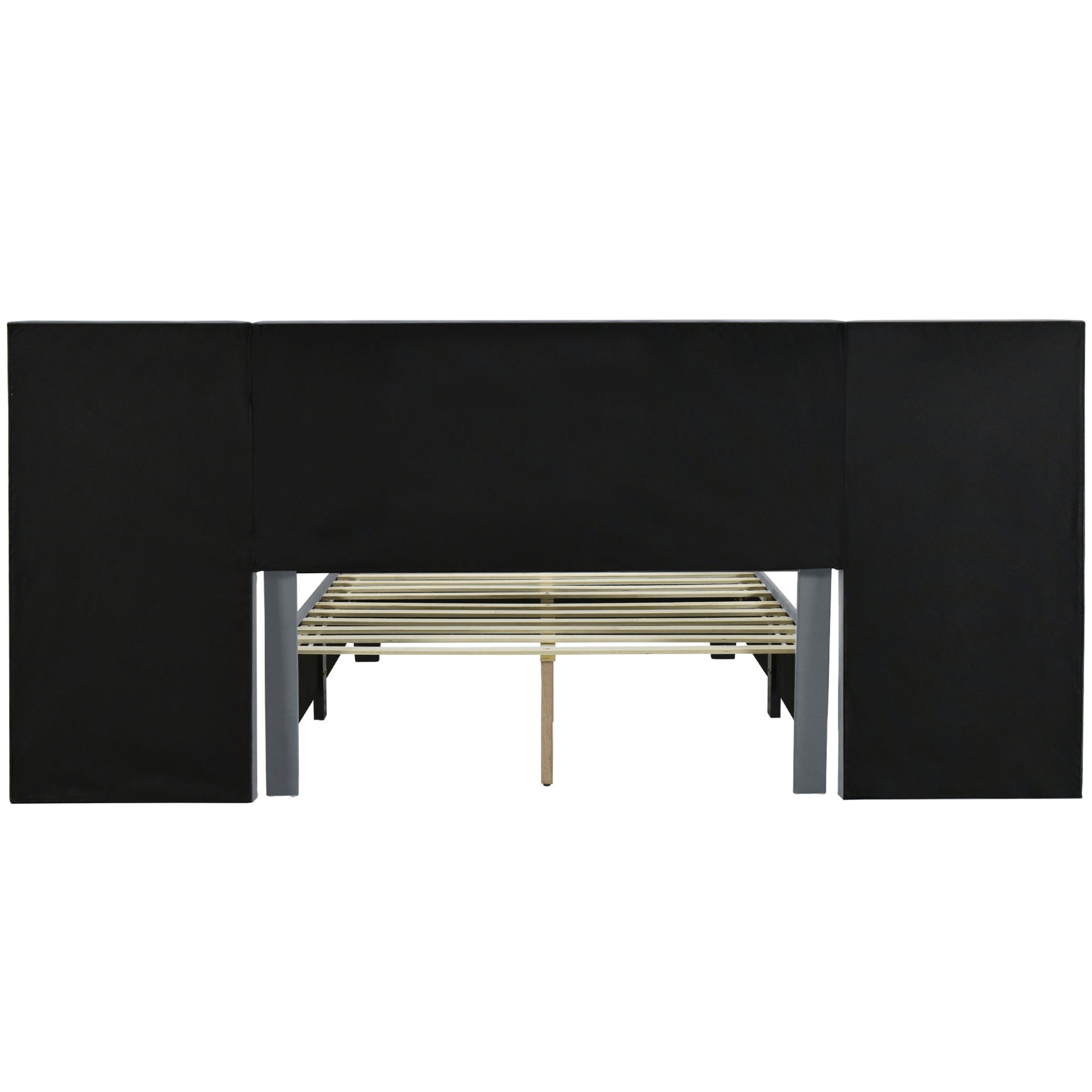 Full Size Upholstered Platform Bed With Big Headboard - Gray - Image 6