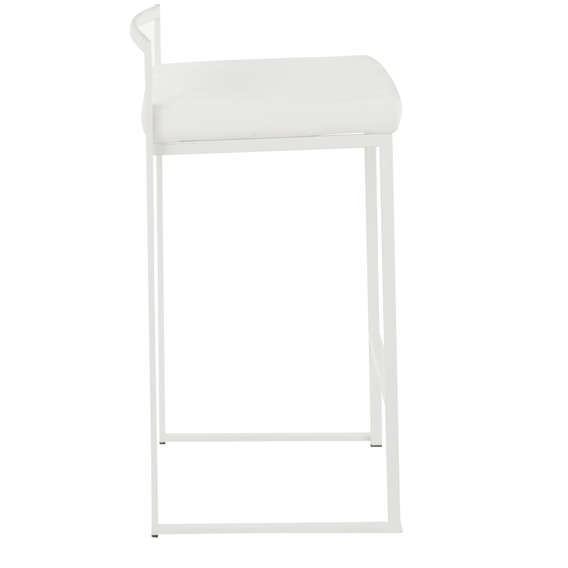 Fuji - Contemporary Stackable Counter Stool (Set of 2) - White - Velvet - Image 3